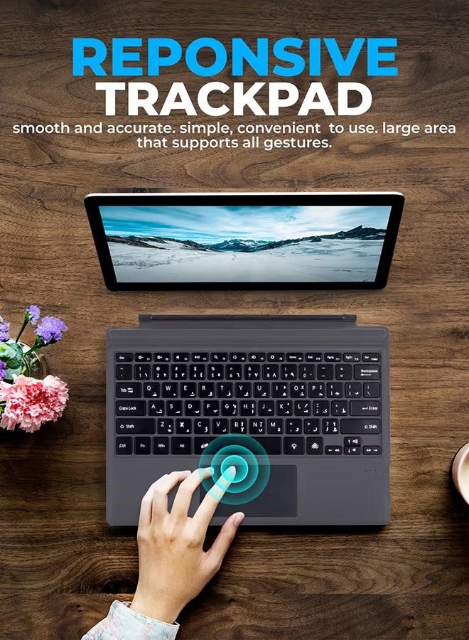 TUNKE Open-Box Bluetooth Keyboard for Surface Pro 3/4/5/6/7/7 Plus, Bilingual Keyboard Cover, No Backlight, Black - Image 5